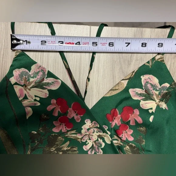 Lulu's Still the One Emerald Green Floral Print Satin Maxi Dress - Picture 16 of 16